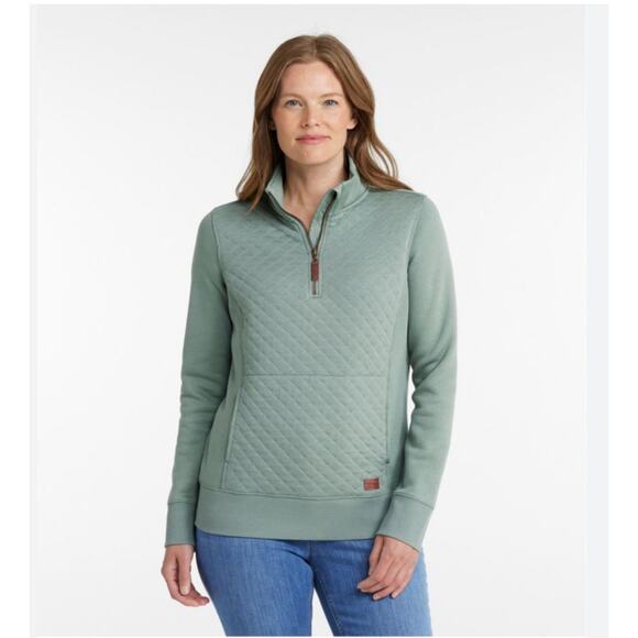 L.L.Bean Women Quilted Quarter-Zip Pullover Size Large Red Gorpcore Outdoor Fall - Picture 2 of 9